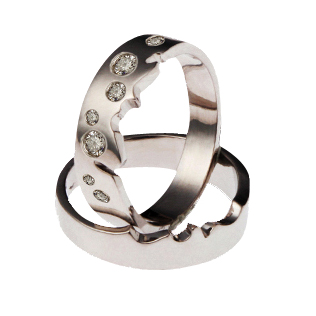 Love Times Love 1/2 set | Matching Commitment Ring 18 White Gold - Click Image to Close